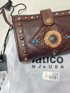 Latico Leathers Brown Western Studded Wallet NEW